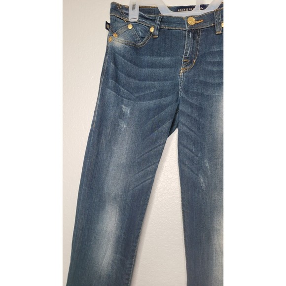 Rock & Republic Jeans Womens 10 Mid Rise Berlin Straight Rinse Wash Blue Denim - Picture 6 of 15